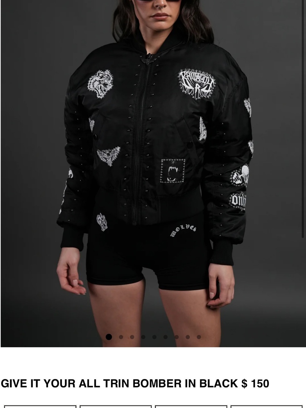 Black Embroidered Bomber Jacket - WWE x Darc Sport - Picture 5 of 5